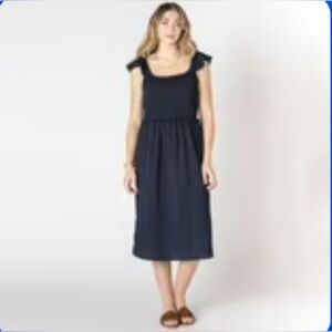 Devoted Blue  Midi Smocked Sundress with Flutter Cap Sleeves .